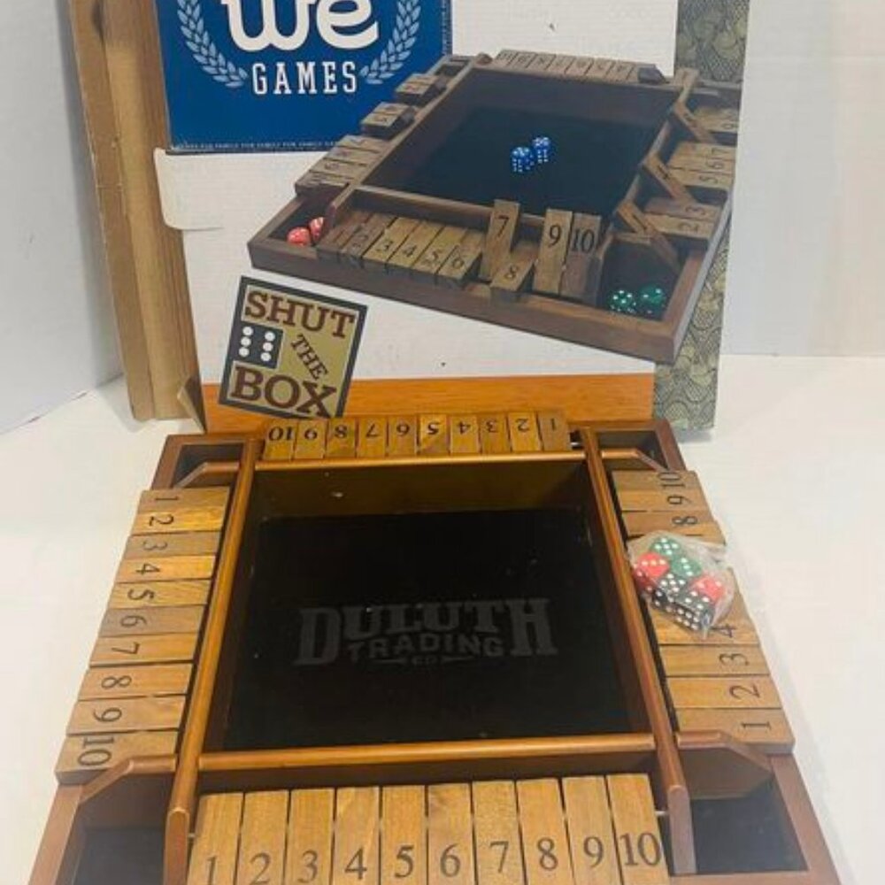 WE Games 4 Player Shut The Box (TM) Dice Game - Walnut Stained Wood